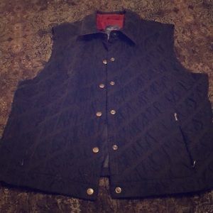 Quilted blue black vest